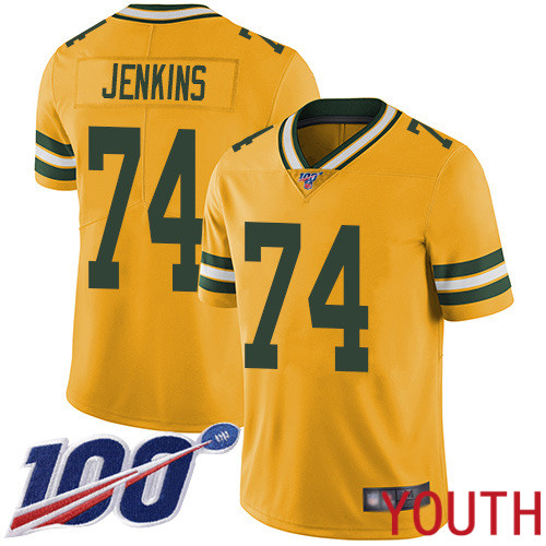 Green Bay Packers Limited Gold Youth #74 Jenkins Elgton Jersey Nike NFL 100th Season Rush Vapor Untouchable->green bay packers->NFL Jersey